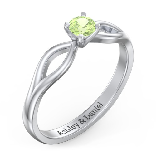 1/4 ct. Round Gemstone Split Engagement Ring – Sterling Silver with Peridot