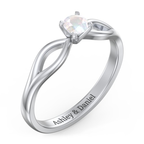 1/4 ct. Round Gemstone Split Engagement Ring