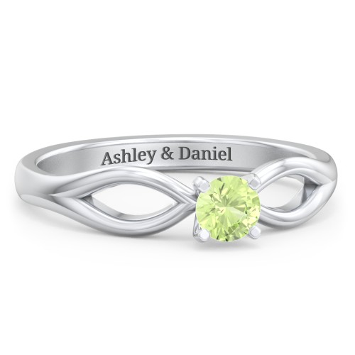 1/4 ct. Round Gemstone Split Engagement Ring – Sterling Silver with Peridot