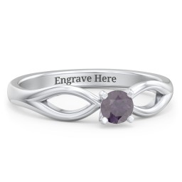 1/4 ct. Round Gemstone Split Engagement Ring in 925 Sterling Silver with Alexandrite