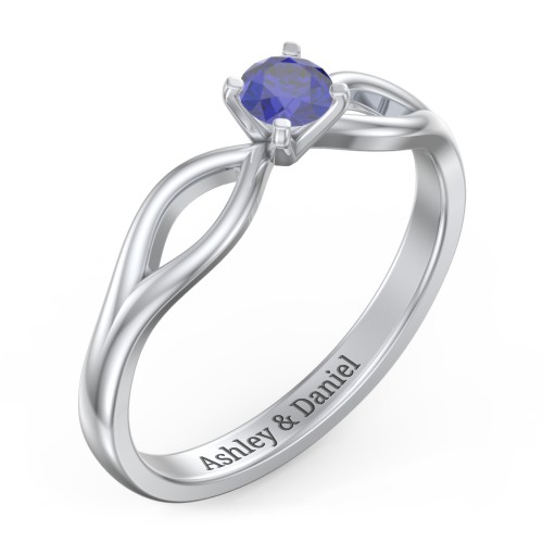 1/4 ct. Round Gemstone Split Engagement Ring – Sterling Silver with Blue Sapphire