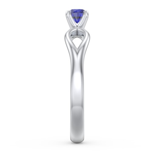 1/4 ct. Round Gemstone Split Engagement Ring – Sterling Silver with Blue Sapphire