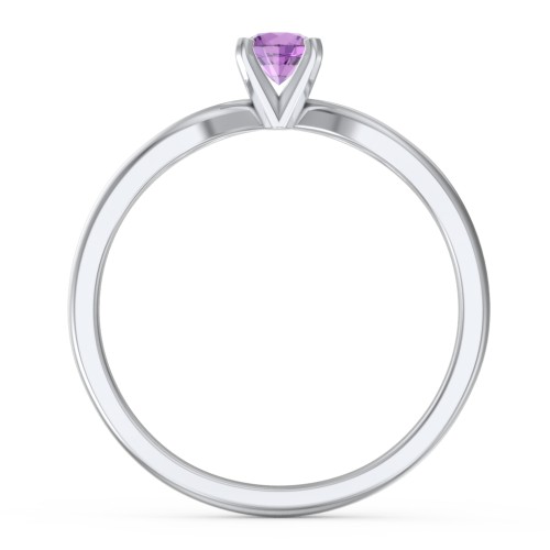 1/4 ct. Round Gemstone Split Engagement Ring – Sterling Silver with Amethyst