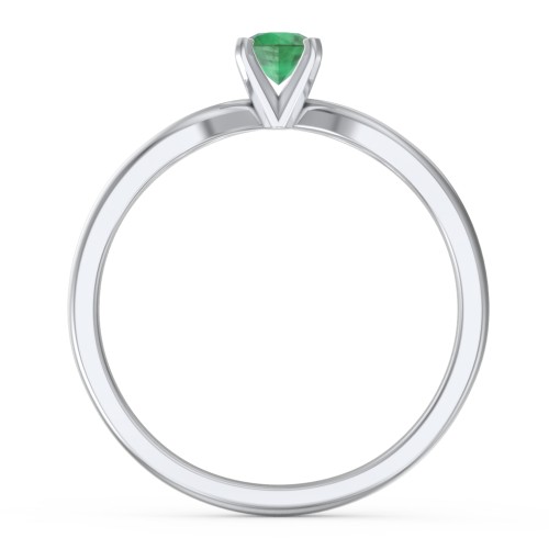 1/4 ct. Round Gemstone Split Engagement Ring – Sterling Silver with Emerald