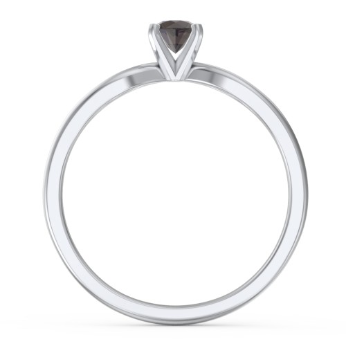 1/4 ct. Round Gemstone Split Engagement Ring – Sterling Silver with Smokey Quartz