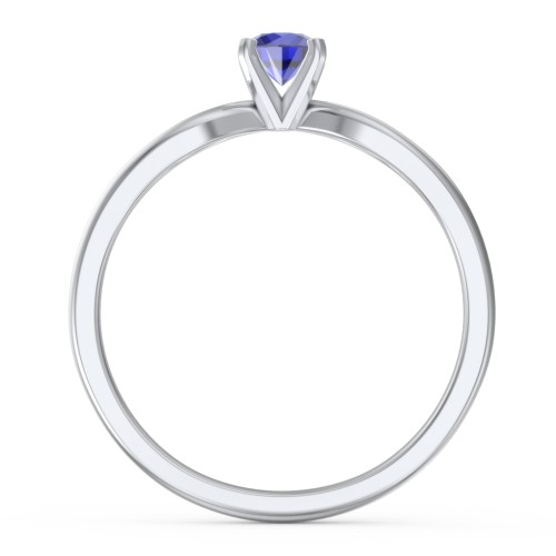 1/4 ct. Round Gemstone Split Engagement Ring – Sterling Silver with Blue Sapphire