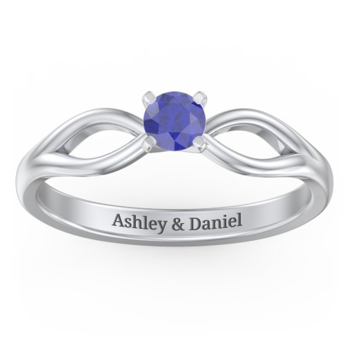 1/4 ct. Round Gemstone Split Engagement Ring – Sterling Silver with Blue Sapphire
