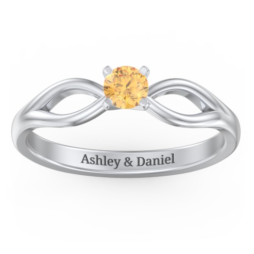 1/4 ct. Round Gemstone Split Engagement Ring – Sterling Silver with Citrine