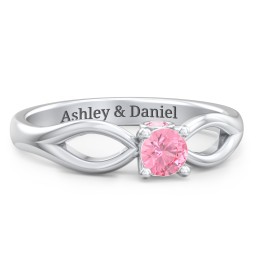 1/4 ct. Round Gemstone Split Peek-A-Boo Engagement Ring in 925 Sterling Silver with Pink Tourmaline