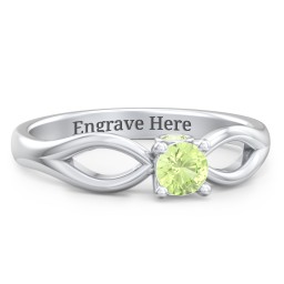 1/4 ct. Round Gemstone Split Peek-A-Boo Engagement Ring in 925 Sterling Silver with Peridot