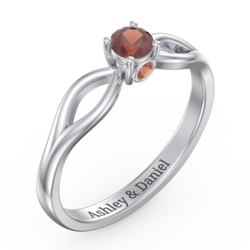 1/4 ct. Round Gemstone Split Peek-A-Boo Engagement Ring – Sterling Silver with Garnet