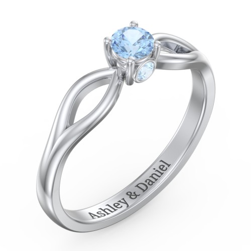 1/4 ct. Round Gemstone Split Peek-A-Boo Engagement Ring – Sterling Silver with Blue Topaz