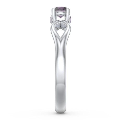1/4 ct. Round Gemstone Split Peek-A-Boo Engagement Ring – Sterling Silver with Alexandrite