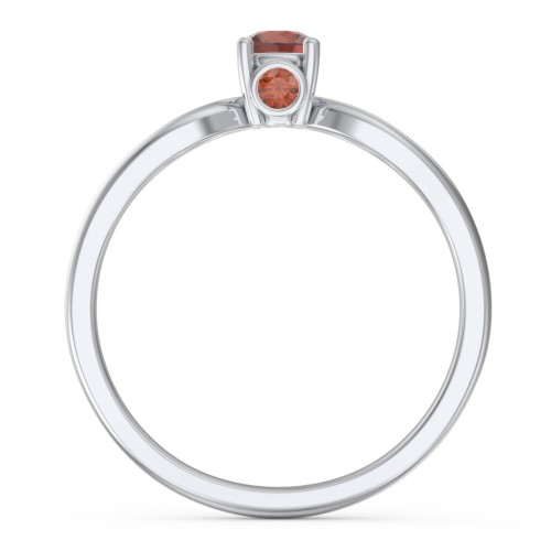 1/4 ct. Round Gemstone Split Peek-A-Boo Engagement Ring – Sterling Silver with Garnet