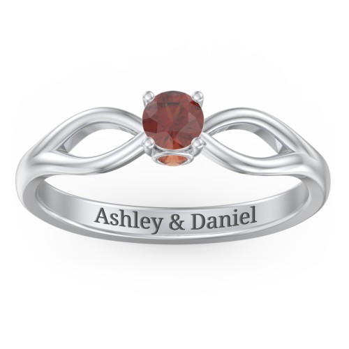 1/4 ct. Round Gemstone Split Peek-A-Boo Engagement Ring – Sterling Silver with Garnet