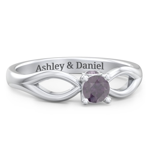 1/4 ct. Round Gemstone Split Peek-A-Boo Engagement Ring – Sterling Silver with Alexandrite