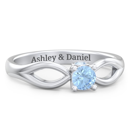 1/4 ct. Round Gemstone Split Peek-A-Boo Engagement Ring – Sterling Silver with Blue Topaz