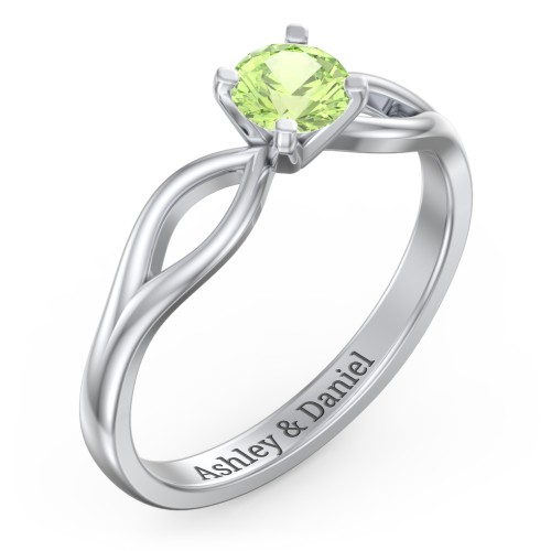 1/2 ct. Round Gemstone Split Engagement Ring – Sterling Silver with Peridot