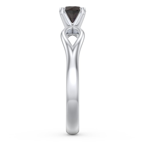 1/2 ct. Round Gemstone Split Engagement Ring – Sterling Silver with Smokey Quartz