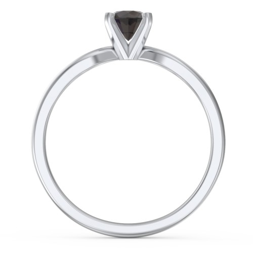 1/2 ct. Round Gemstone Split Engagement Ring – Sterling Silver with Smokey Quartz