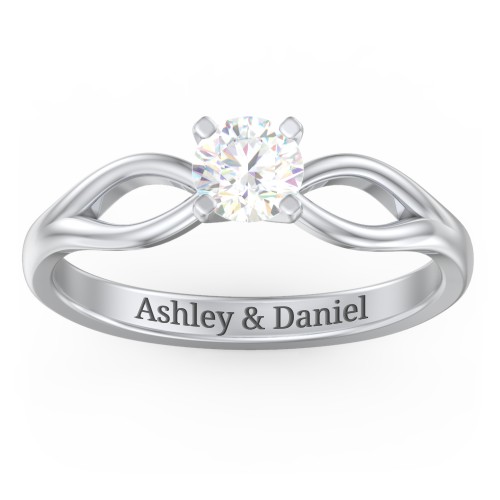 1/2 ct. Round Gemstone Split Engagement Ring – Sterling Silver with Lab Diamond