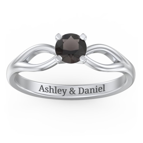 1/2 ct. Round Gemstone Split Engagement Ring – Sterling Silver with Smokey Quartz