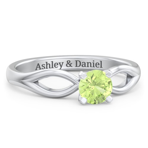 1/2 ct. Round Gemstone Split Engagement Ring – Sterling Silver with Peridot