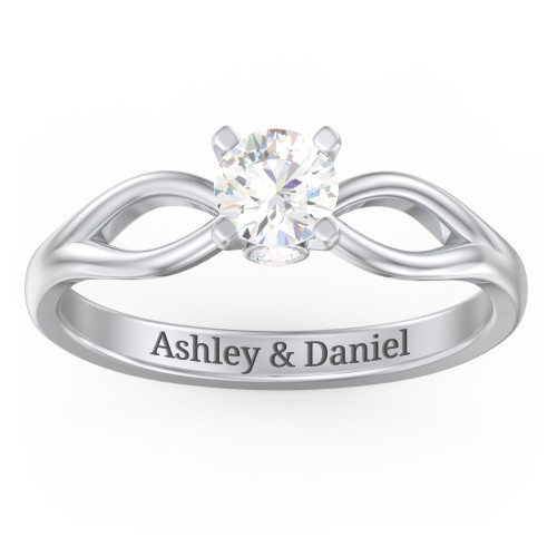 1/2 ct. Round Gemstone Split Peek-A-Boo Engagement Ring – Sterling Silver with Cubic Zirconia