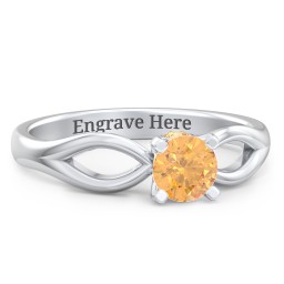 1/2 ct. Round Gemstone Split Peek-A-Boo Engagement Ring in 925 Sterling Silver with Citrine