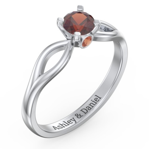 1/2 ct. Round Gemstone Split Peek-A-Boo Engagement Ring – Sterling Silver with Garnet
