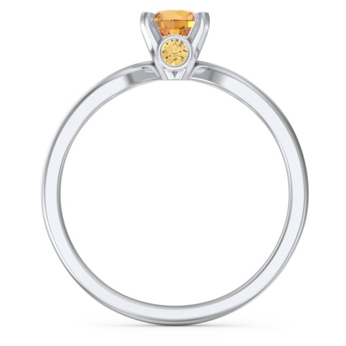 1/2 ct. Round Gemstone Split Peek-A-Boo Engagement Ring – Sterling Silver with Citrine