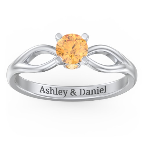 1/2 ct. Round Gemstone Split Peek-A-Boo Engagement Ring – Sterling Silver with Citrine