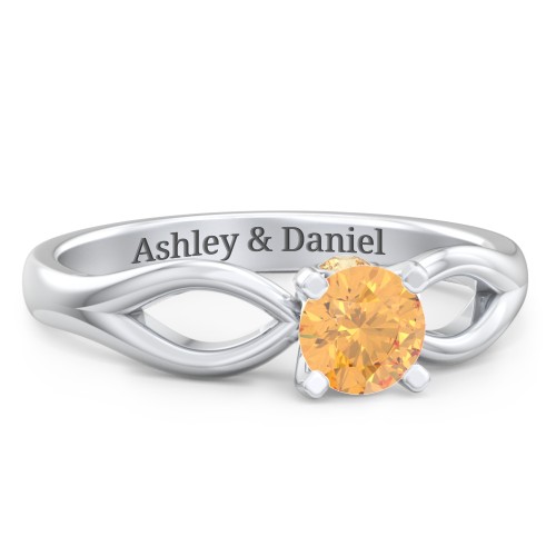 1/2 ct. Round Gemstone Split Peek-A-Boo Engagement Ring – Sterling Silver with Citrine