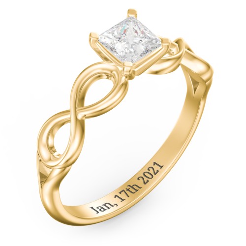 1/2 ct. Princess Gemstone Infinity Engagement Ring – 9kt Yellow Gold with White Premium Zirconia
