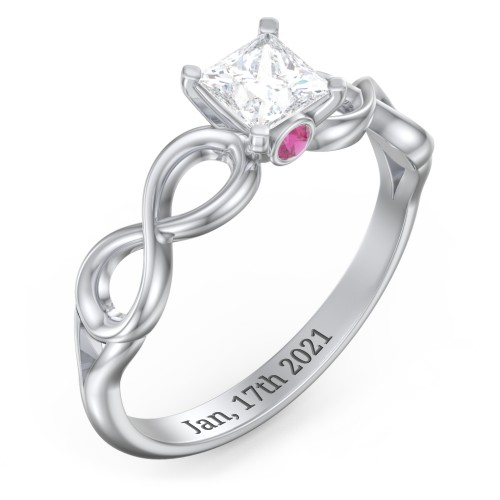 1/2 ct. Princess Gemstone Infinity Peek-A-Boo Engagement Ring
