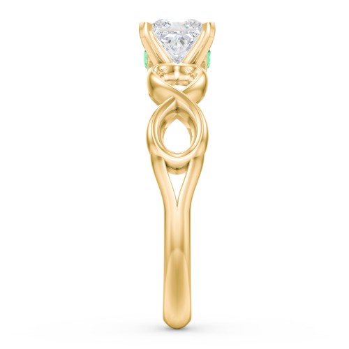 1/2 ct. Princess Gemstone Infinity Peek-A-Boo Engagement Ring – 9kt Yellow Gold with White Premium Zirconia and Emerald