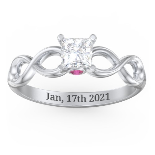 1/2 ct. Princess Gemstone Infinity Peek-A-Boo Engagement Ring