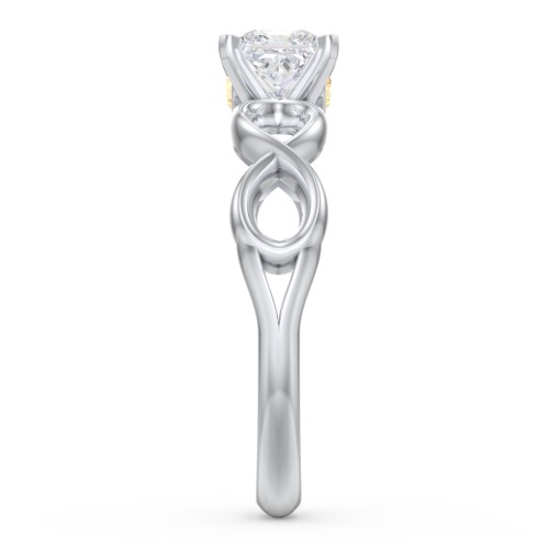 1/2 ct. Princess Gemstone Infinity Peek-A-Boo Engagement Ring – Sterling Silver with White Premium Zirconia and Citrine