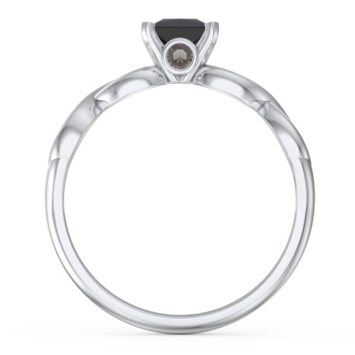 1/2 ct. Princess Gemstone Infinity Peek-A-Boo Engagement Ring – Sterling Silver with Black Premium Zirconia and Smokey Quartz