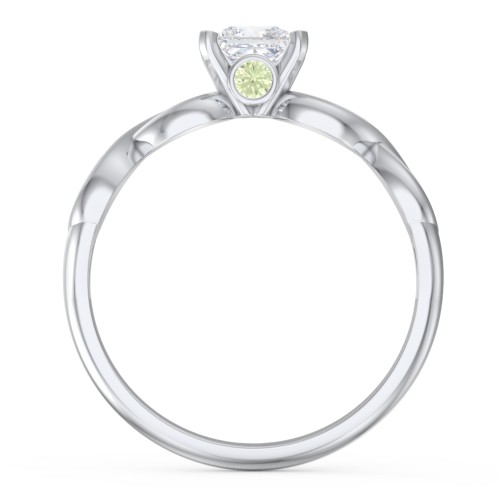 1/2 ct. Princess Gemstone Infinity Peek-A-Boo Engagement Ring – Sterling Silver with White Premium Zirconia and Peridot
