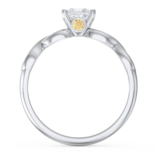 1/2 ct. Princess Gemstone Infinity Peek-A-Boo Engagement Ring – Sterling Silver with White Premium Zirconia and Citrine