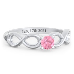 1/4 ct. Round Gemstone Infinity Engagement Ring in 925 Sterling Silver with Pink Tourmaline