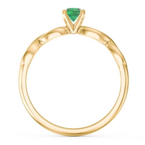 1/4 ct. Round Gemstone Infinity Engagement Ring – 9kt Yellow Gold with Emerald