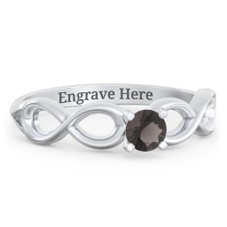 1/4 ct. Round Gemstone Infinity Engagement Ring in 925 Sterling Silver with Smokey Quartz