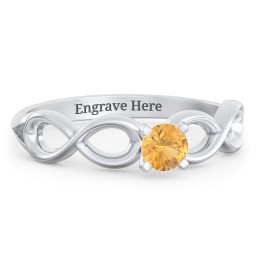 1/4 ct. Round Gemstone Infinity Engagement Ring in 925 Sterling Silver with Citrine