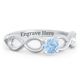 1/4 ct. Round Gemstone Infinity Engagement Ring in 925 Sterling Silver with Blue Topaz