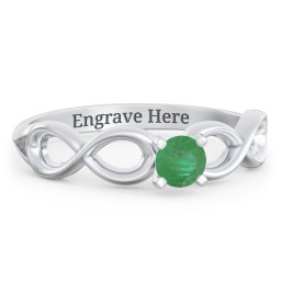1/4 ct. Round Gemstone Infinity Engagement Ring in 925 Sterling Silver with Emerald