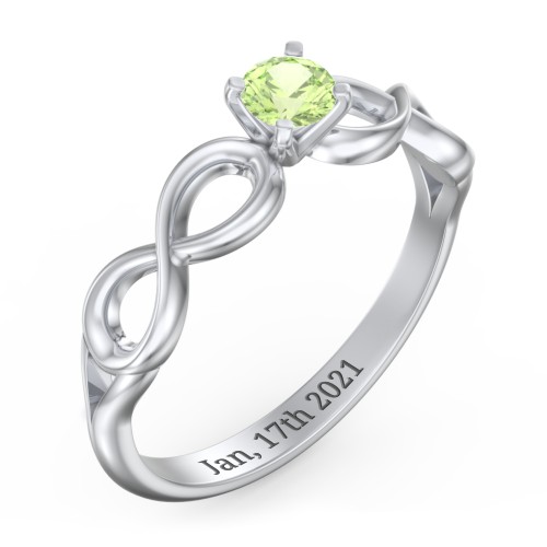 1/4 ct. Round Gemstone Infinity Engagement Ring – Sterling Silver with Peridot