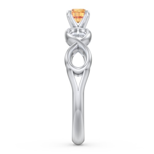 1/4 ct. Round Gemstone Infinity Engagement Ring – Sterling Silver with Citrine