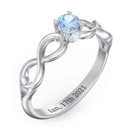 1/4 ct. Round Gemstone Infinity Peek-A-Boo Engagement Ring – Sterling Silver with Blue Topaz